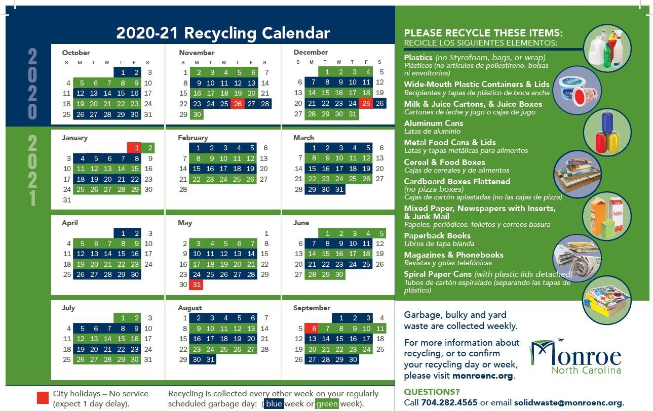 Free 2021 Recycle Calendar