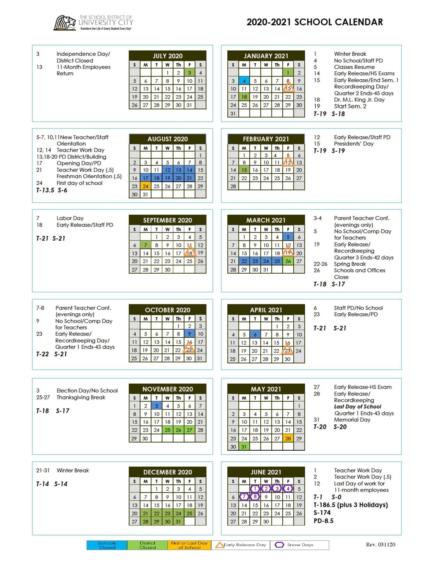 Revised 2020-21 School Year Calendar Now Available