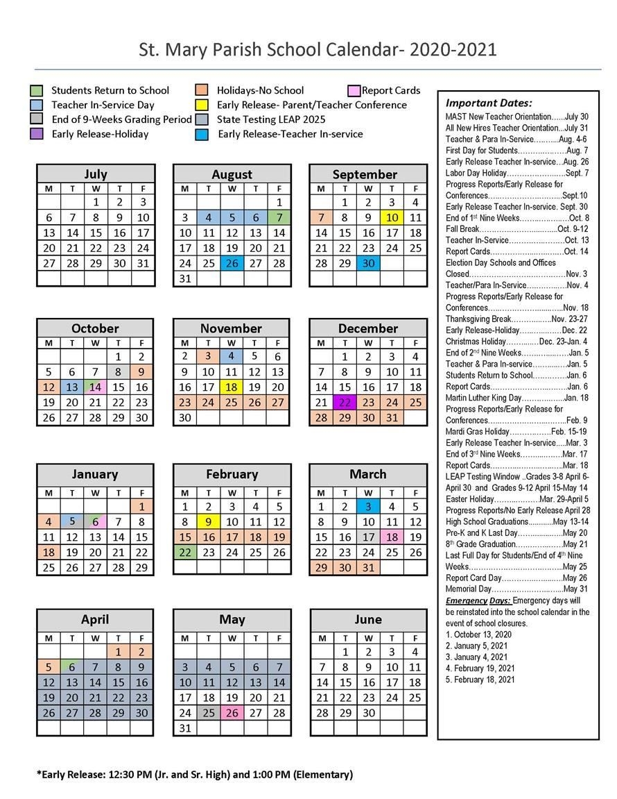 School Calendar / 2020-2021 Calendar