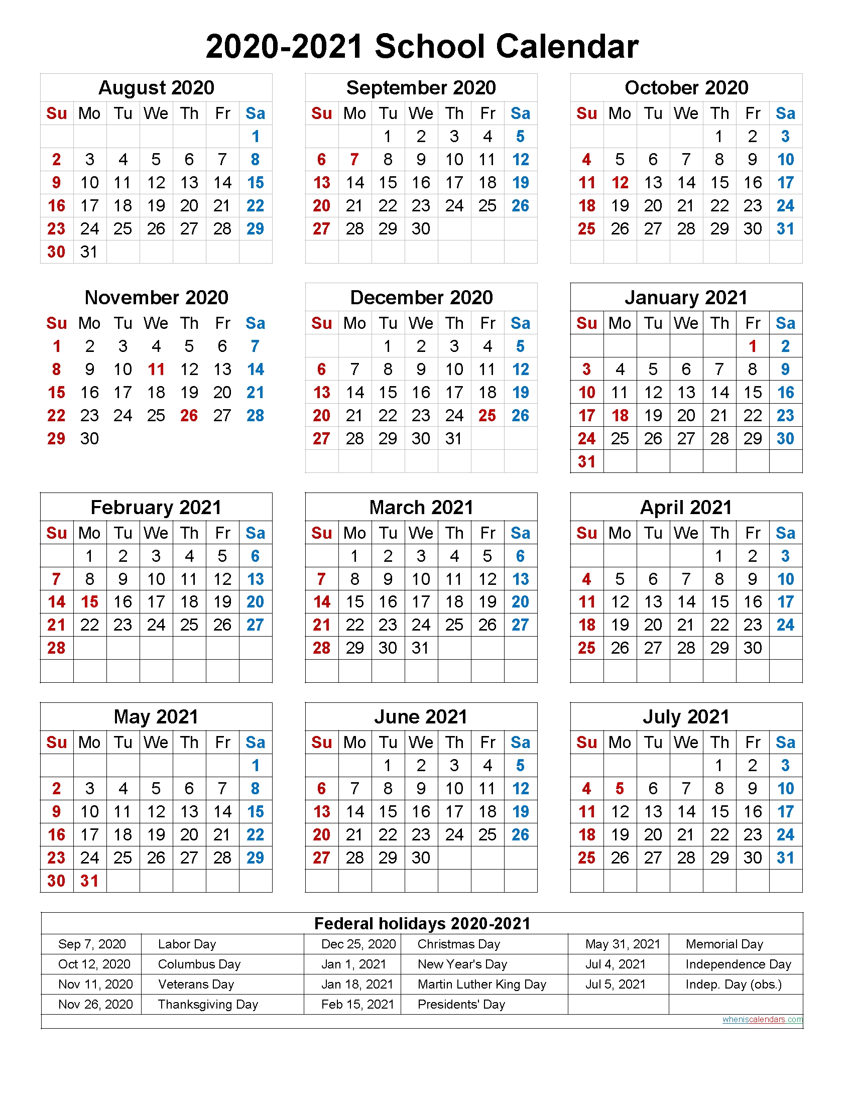 Effective Editable 2021 2021 School Calendar Template