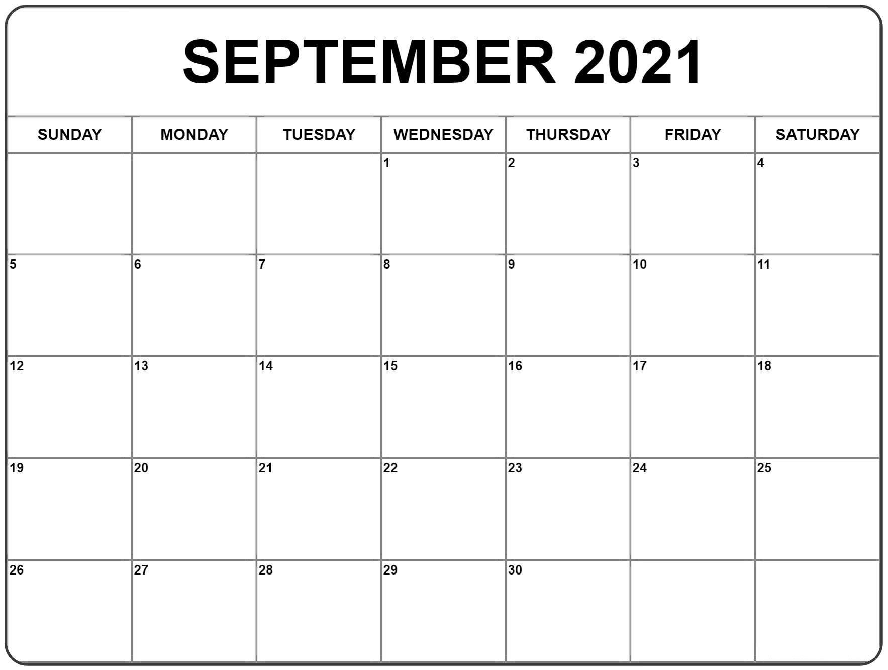 September 2021 Calendar | Calendar Printables, September