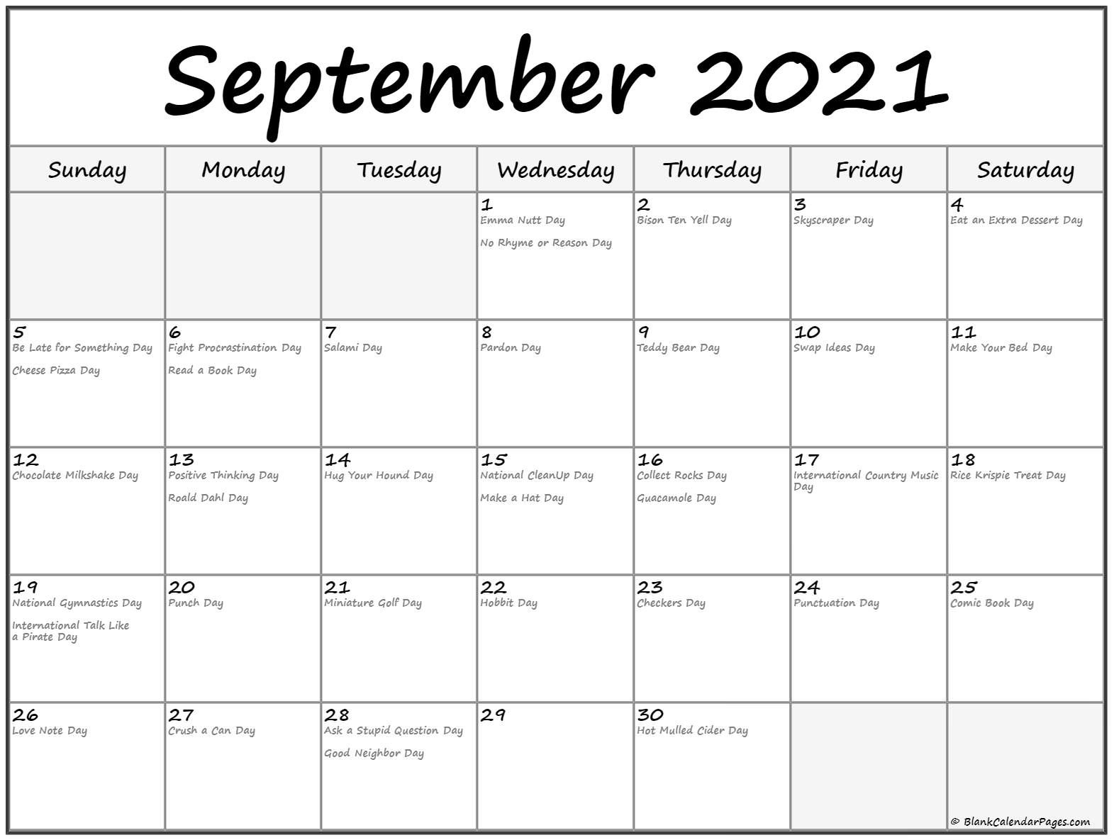 September 2021 Calendar With Holidays