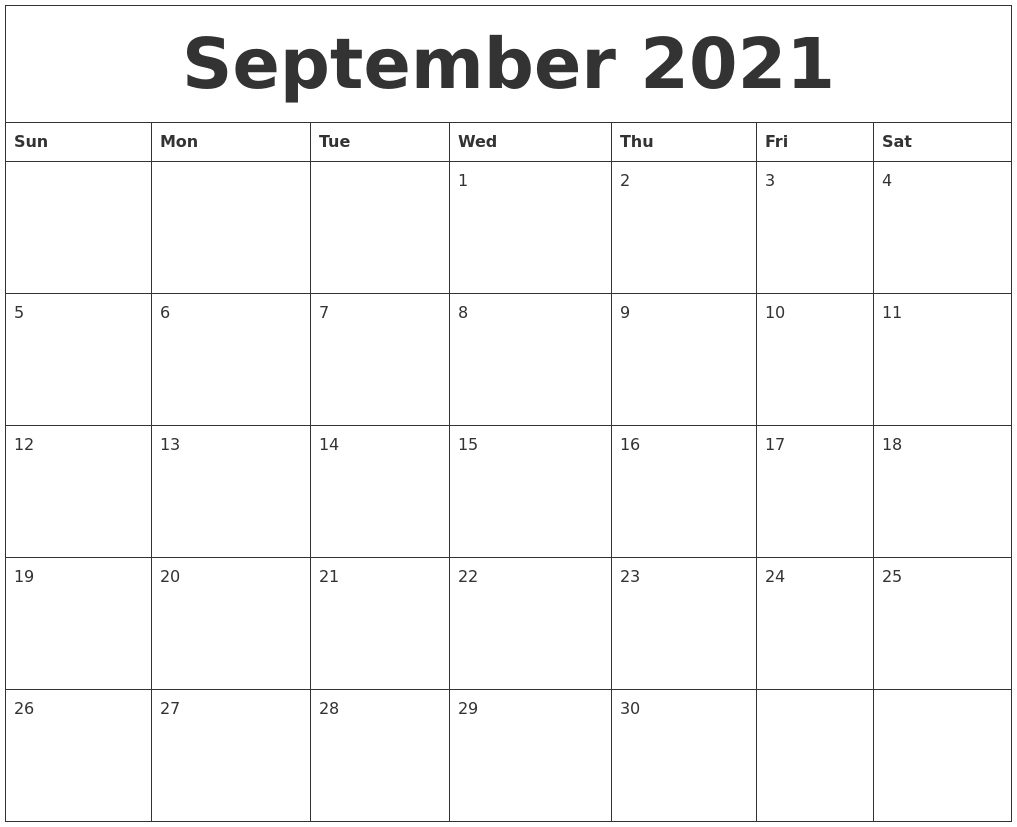 September 2021 Free Printable Calendar Templates
