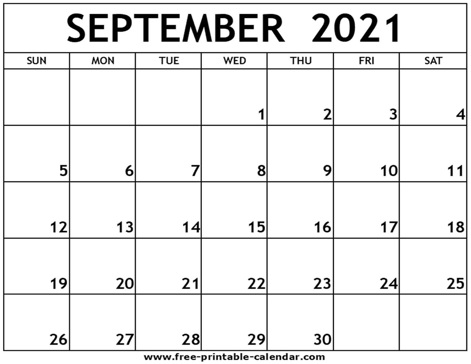 September 2021 Printable Calendar - Free-Printable-Calendar