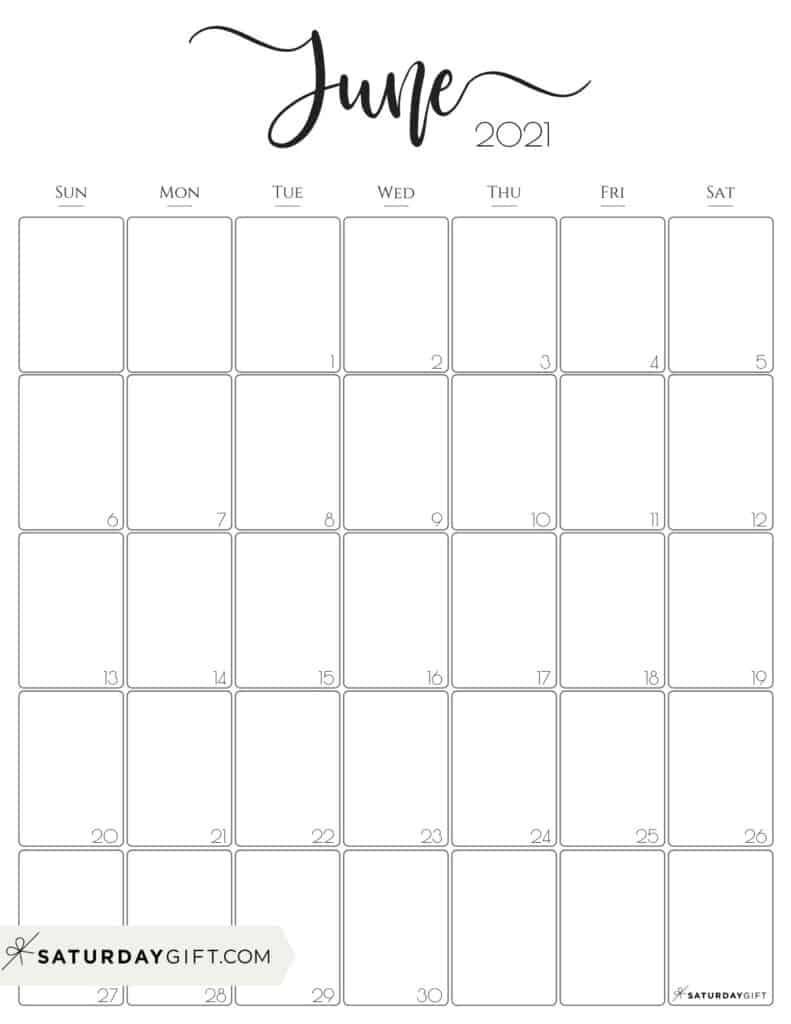 Simple &amp; Elegant Vertical 2021 Monthly Calendar - Pretty