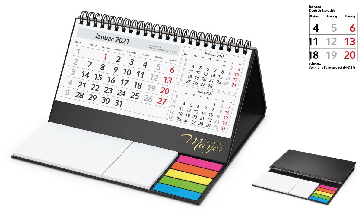 Table Calendar 2021 Delta C | 3-Month Planner With Logo Printed |  Deprismedia