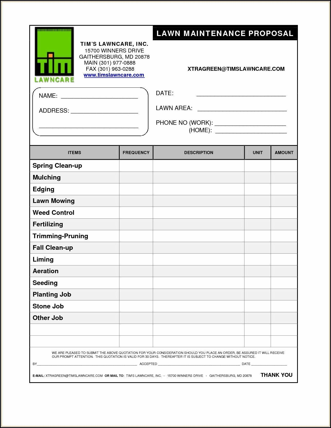 The Glamorous Lawn Mowing Bid Template – Colona.rsd7