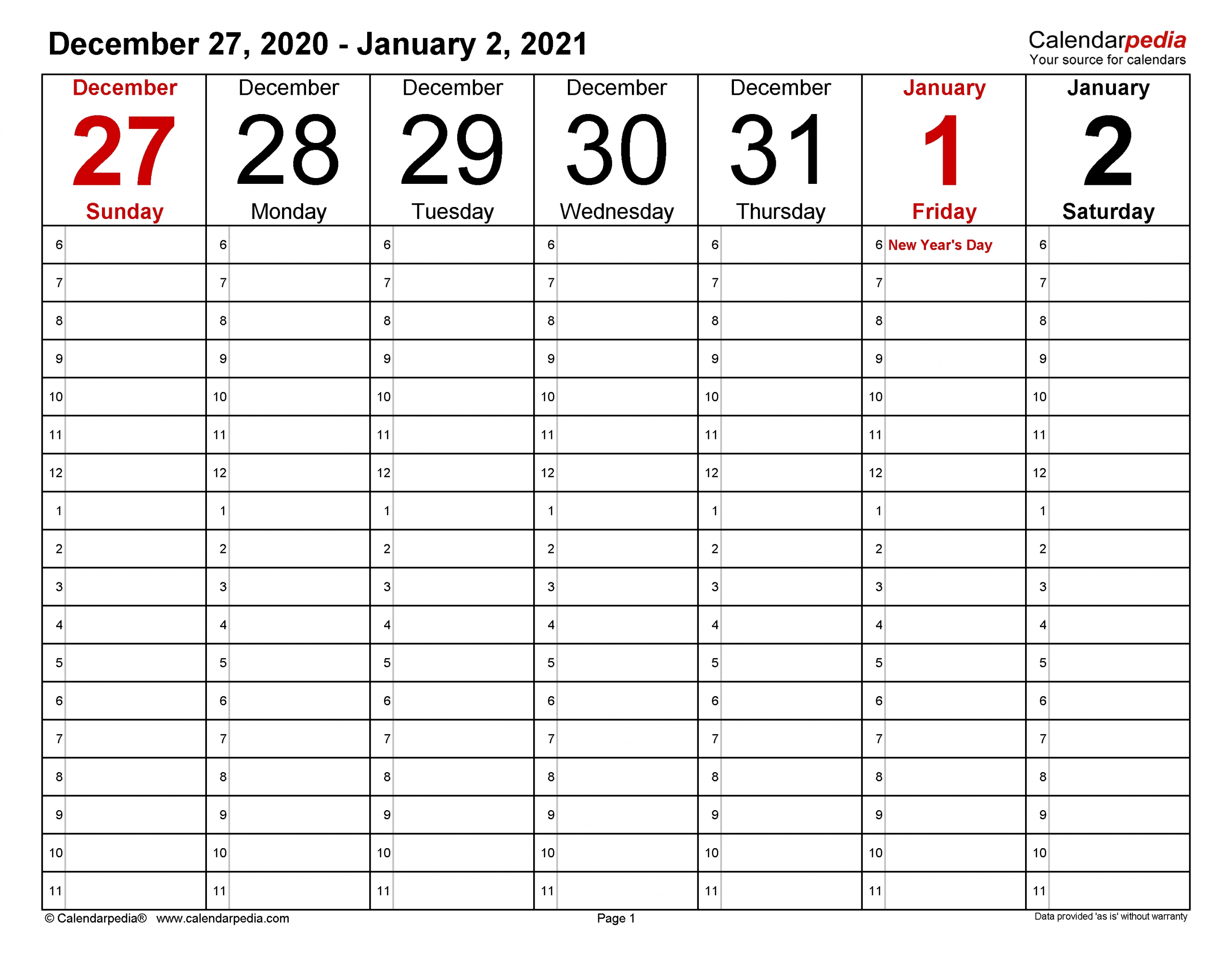 Weekly Calendars 2021 For Excel - 12 Free Printable Templates