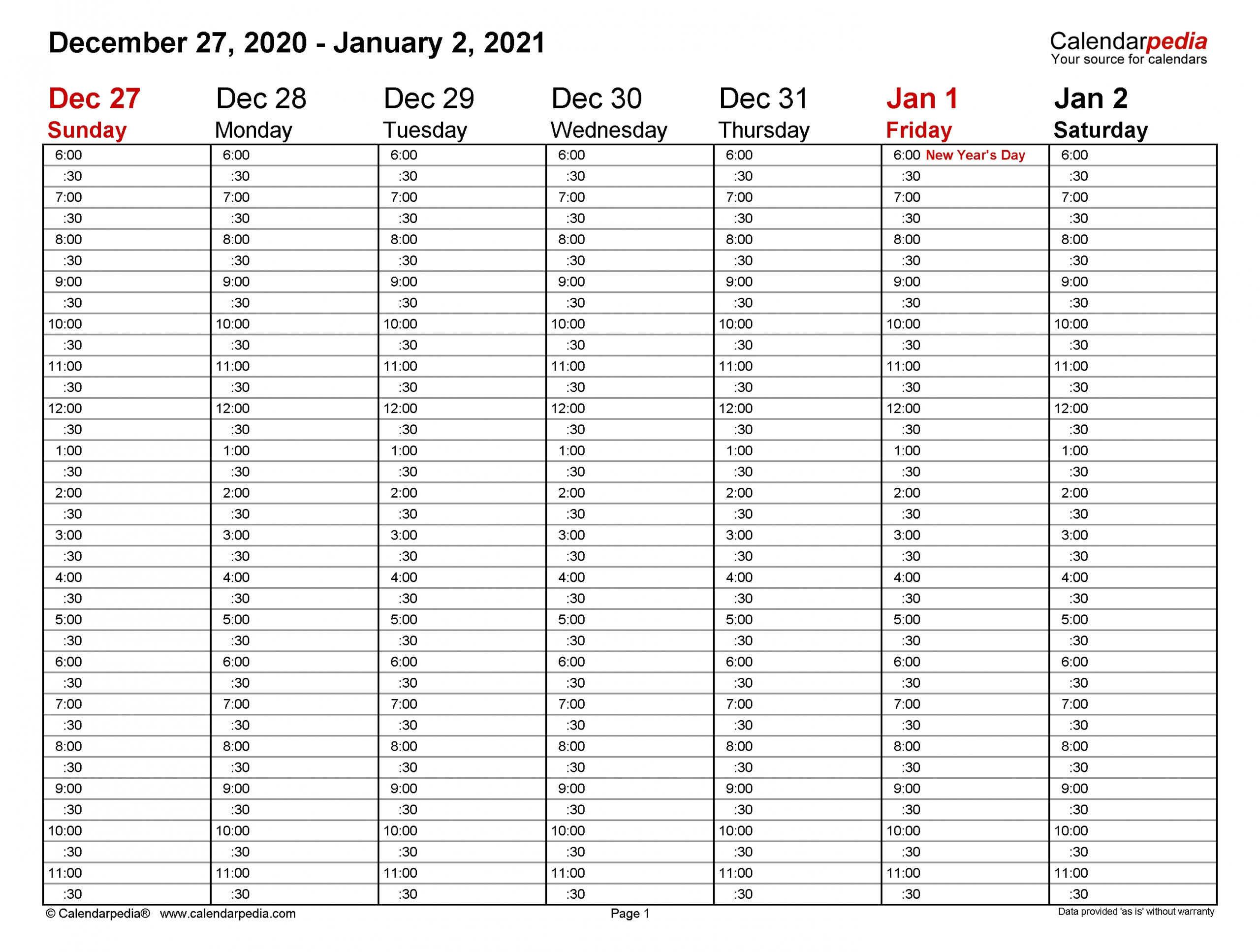 Weekly Calendars 2021 For Excel - 12 Free Printable Templates