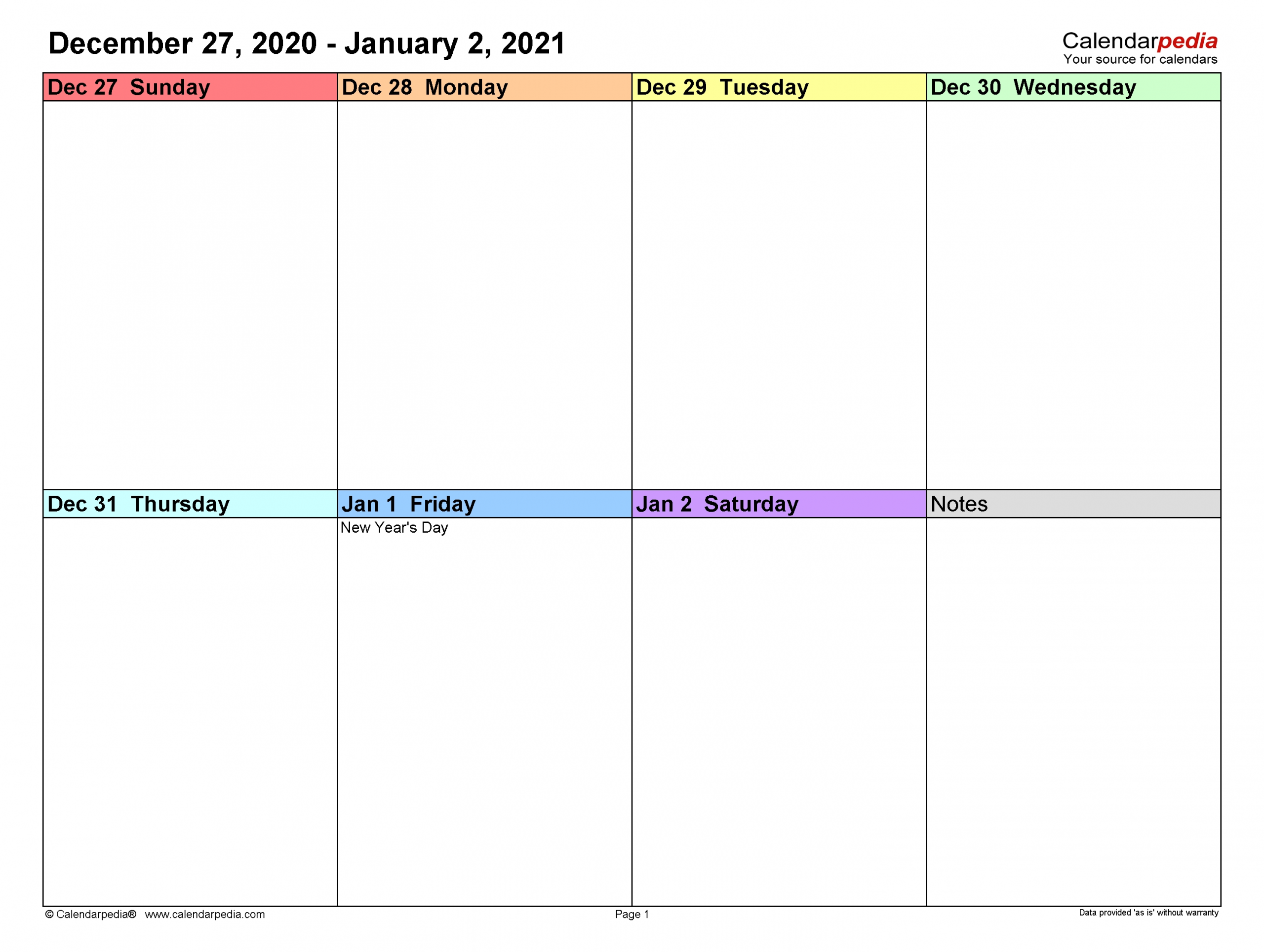 Weekly Calendars 2021 For Pdf - 12 Free Printable Templates