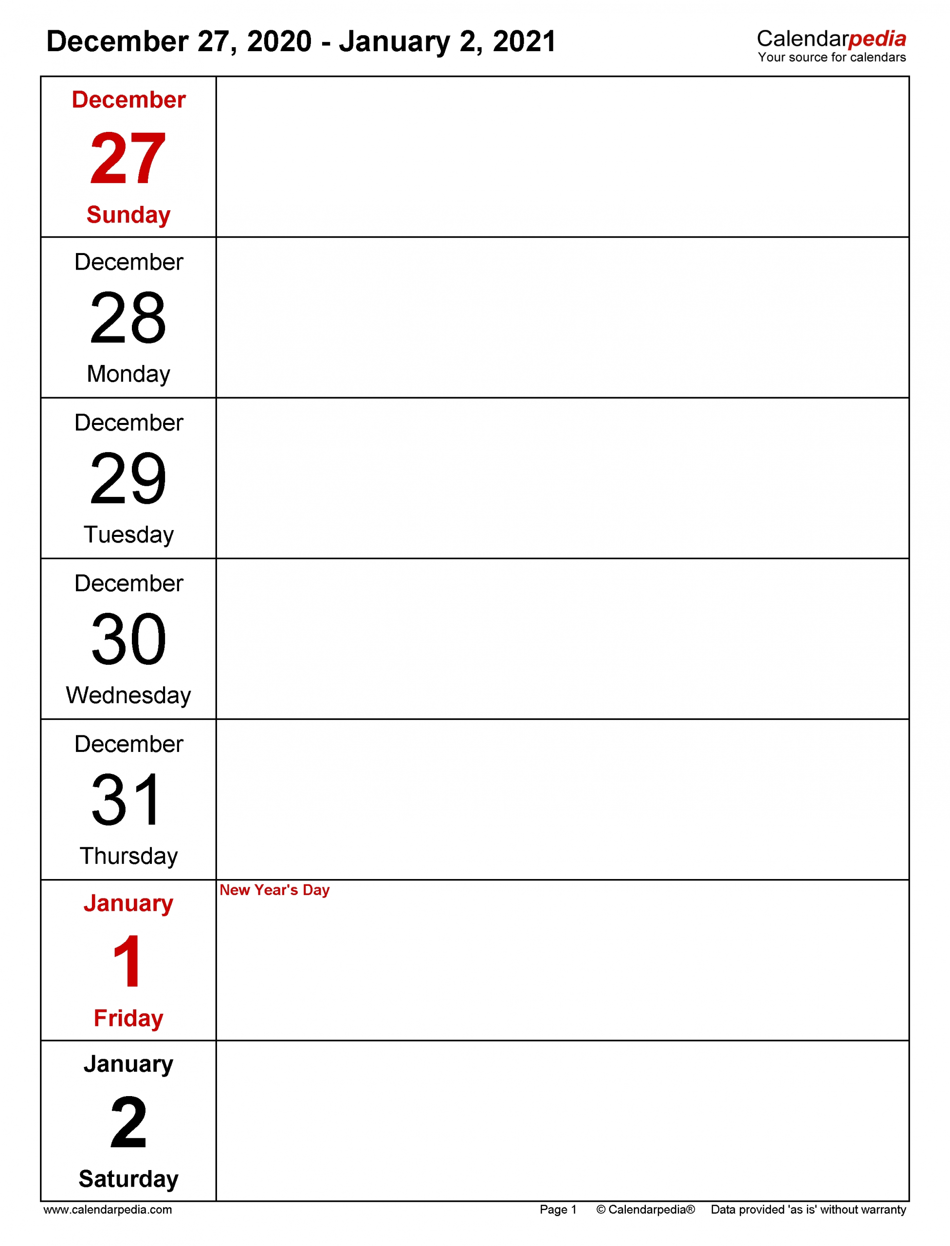 Weekly Calendars 2021 For Word - 12 Free Printable Templates