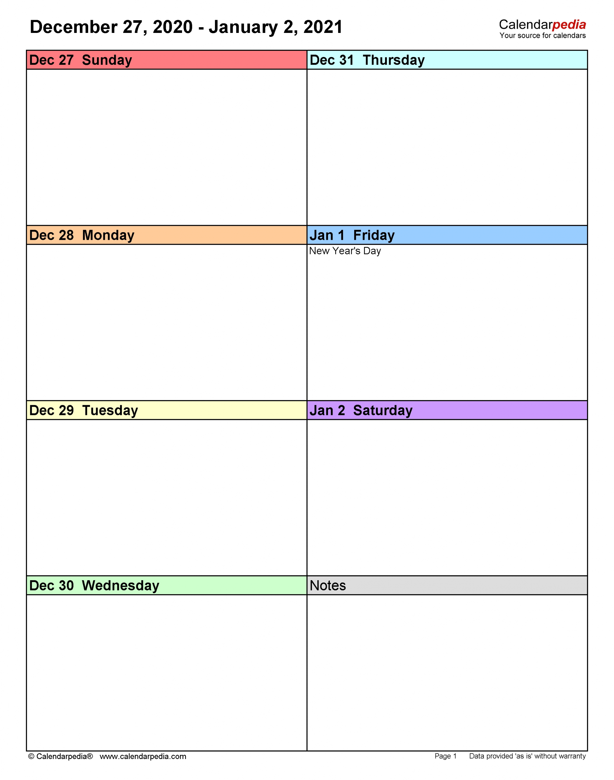 Weekly Calendars 2021 For Word - 12 Free Printable Templates