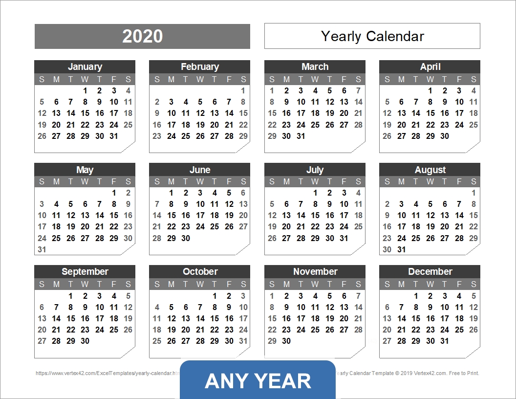 Yearly Calendar Template For 2020 And Beyond