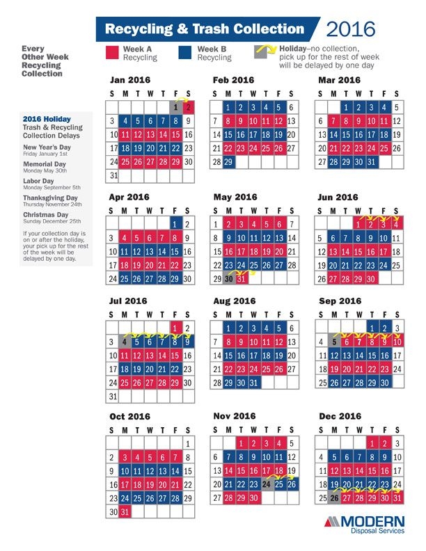 2016_Eow_Recycling_Cal | Modern Disposal Services