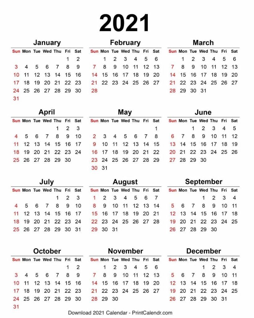 2021 Calendar - Print Calendar