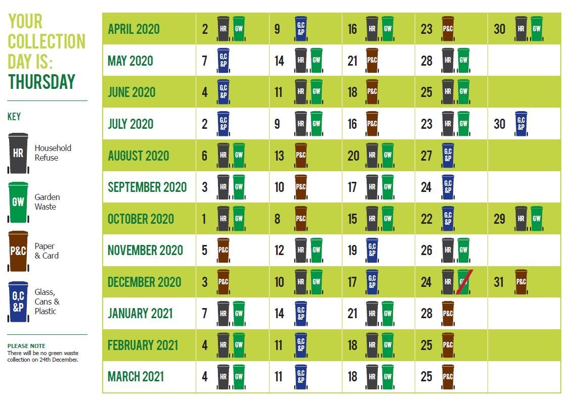 2021 Refuse Recycling Collection Calendar | Calendar 2021