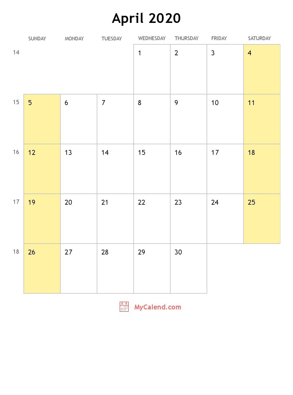 April 2020 Calendar With Holidays - Monthly Printable Calendar