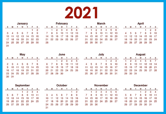 Blank 2021 Calendar Printable | Calendar 2021