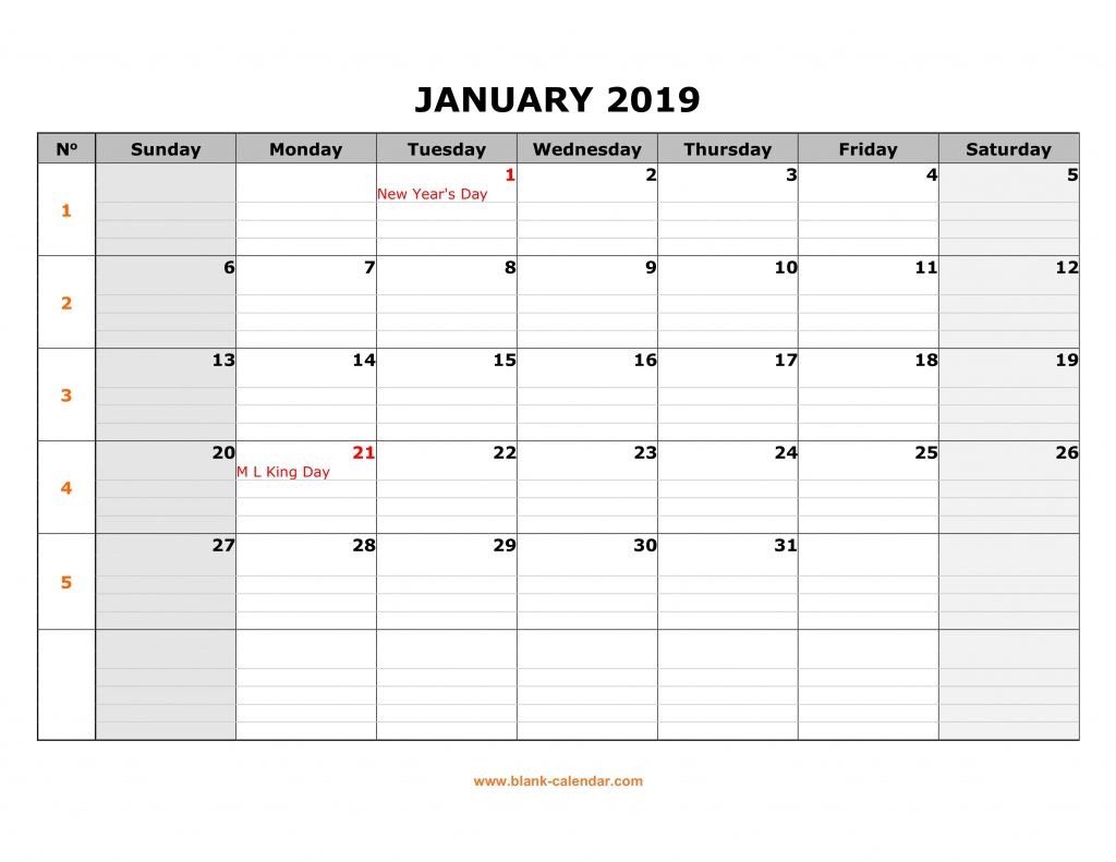 Blank Printable Calendar With Lines - Calendar Template 2020