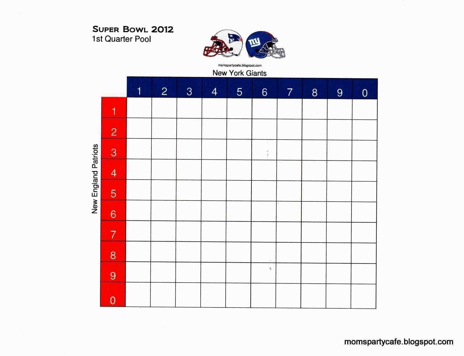 Football Squares Template Excel Luxury Superbowl Pool