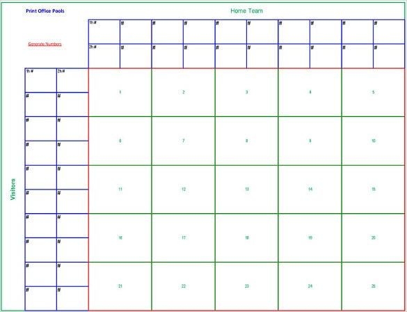 Free Football Square Template For 2021, [Printable And