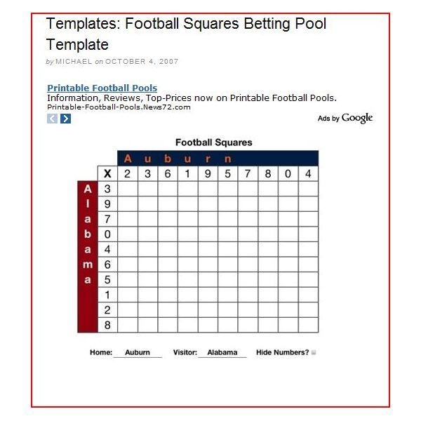 Free Football Square Template For 2021, [Printable And