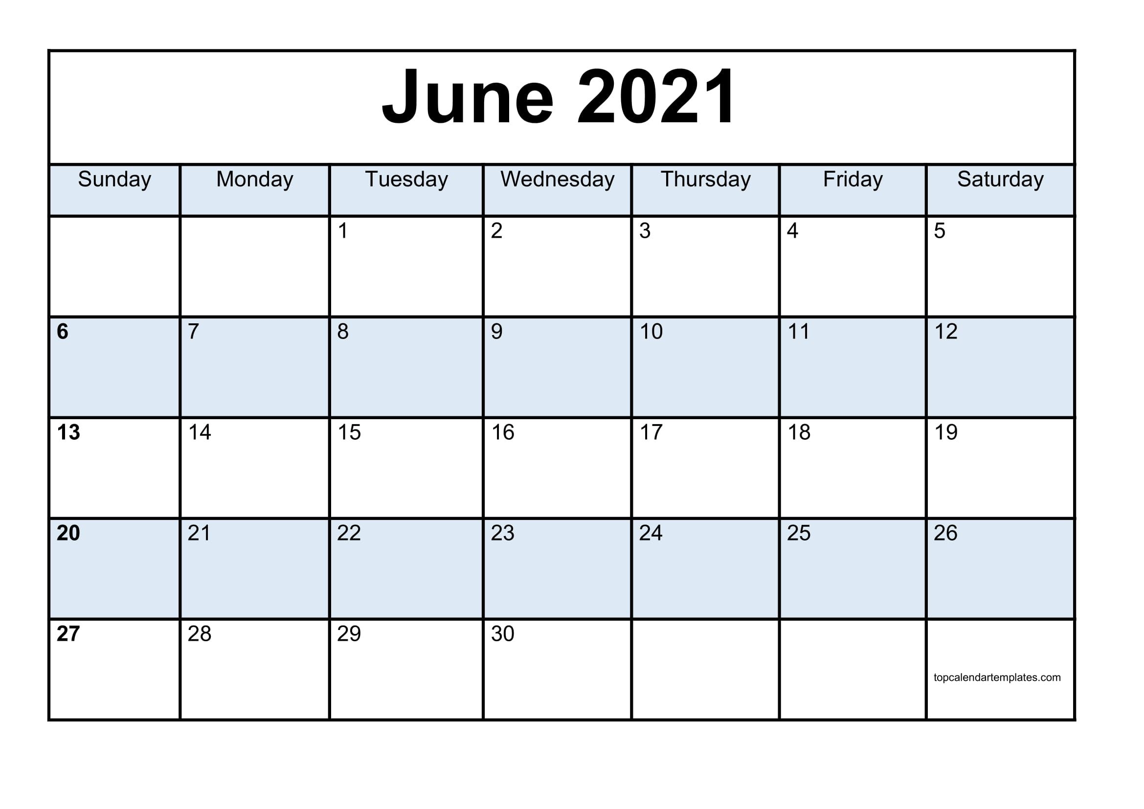 Free June 2021 Calendar Printable (Pdf, Word) Templates