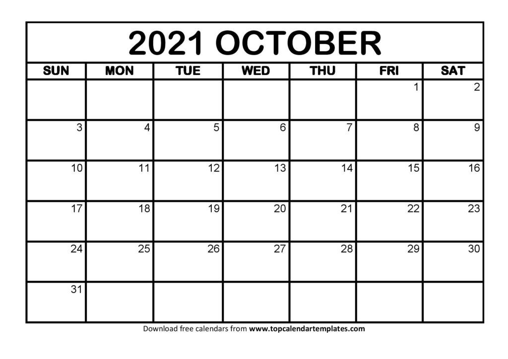 Free October 2021 Calendar Printable (Pdf, Word) Templates