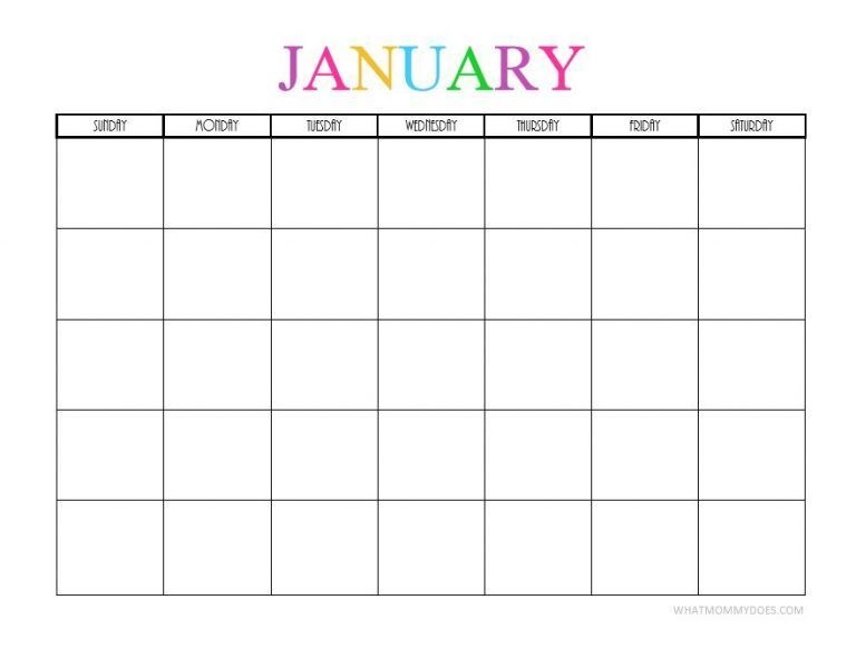 Free Printable Blank Monthly Calendars - 2019, 2020, 2021