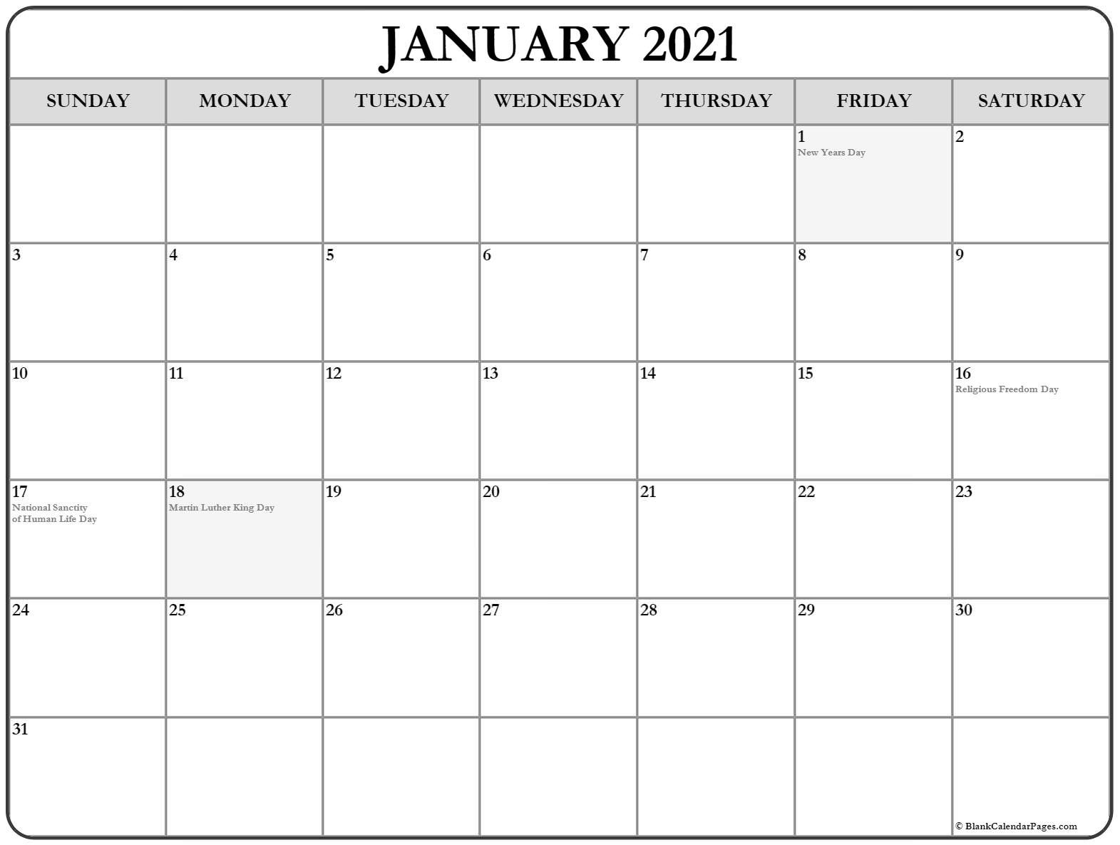 January 2021 Calendar | 56+ Templates Of 2021 Printable