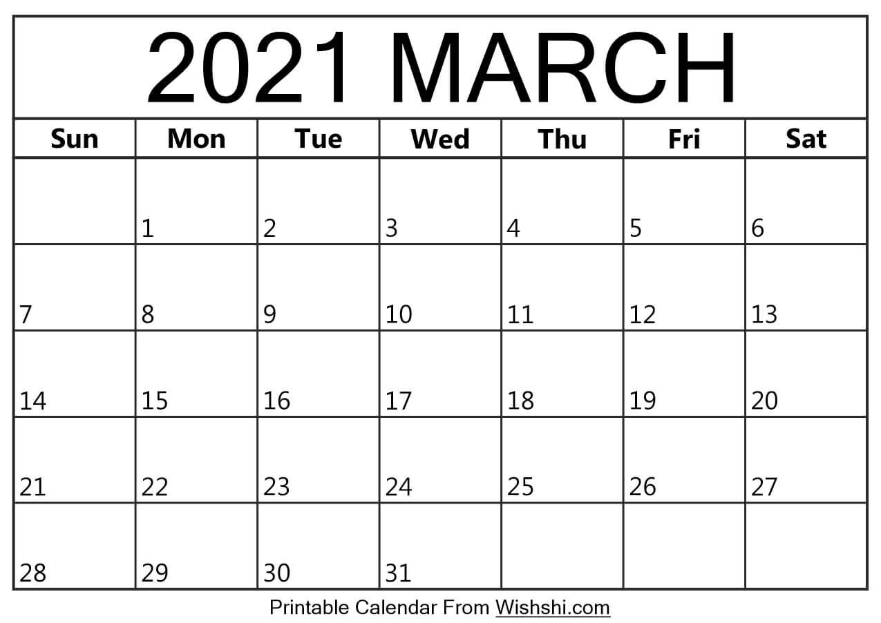 March 2021 Calendar Printable - Free Printable Calendars