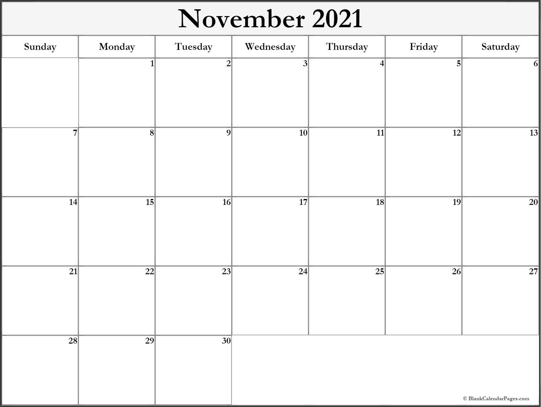 November 2021 Blank Calendar Templates.