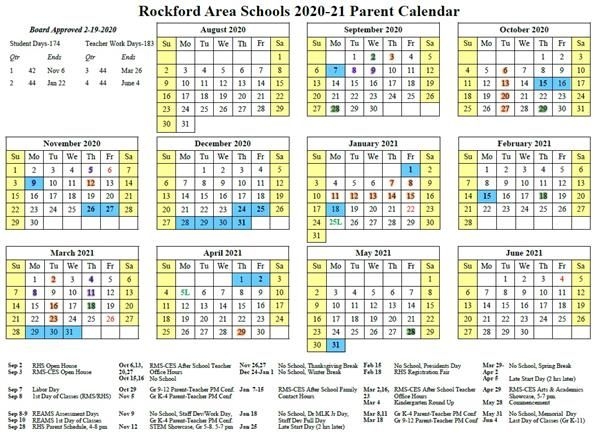 Rockford Public Schools Calendar 2021 | Calendar Page