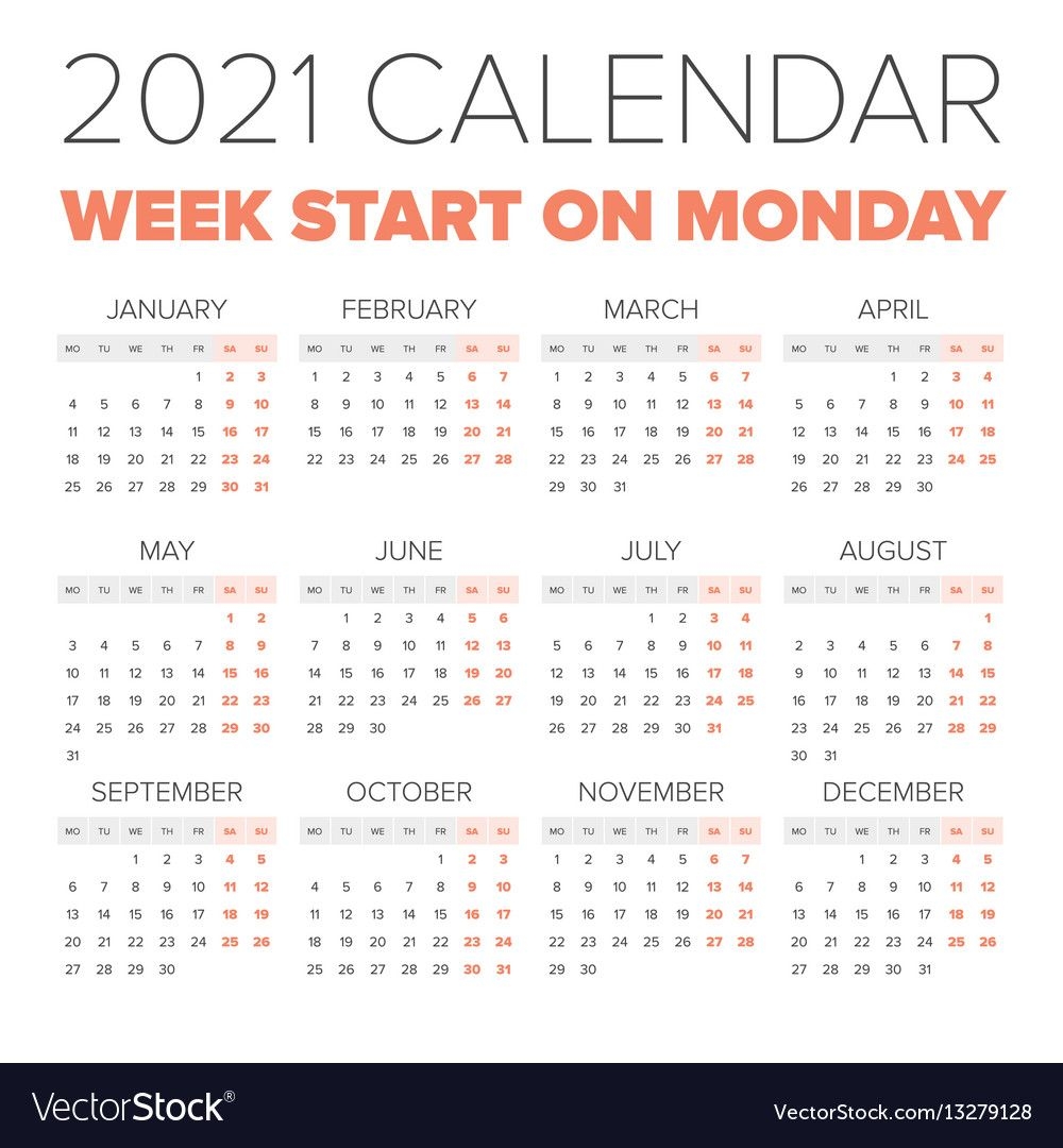 Simple 2021 Year Calendar Royalty Free Vector Image