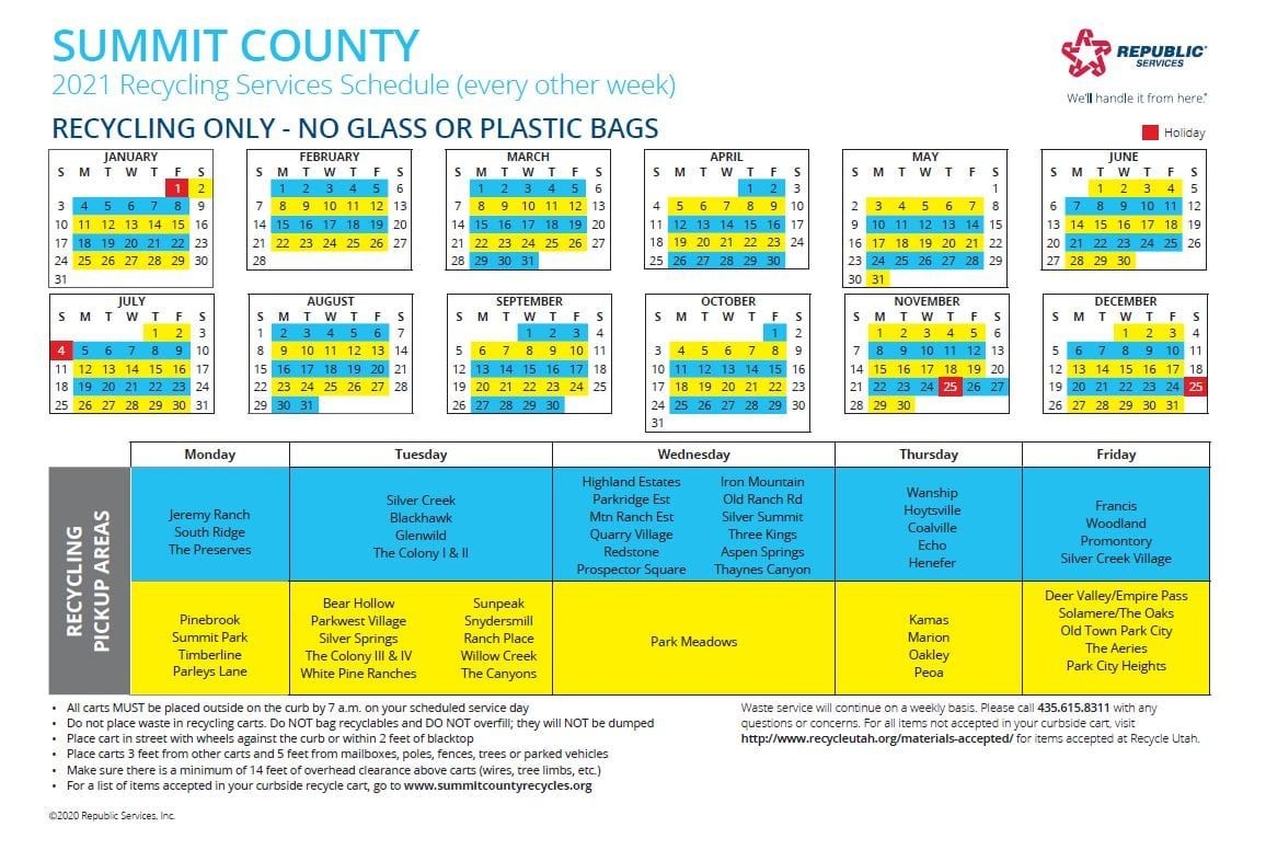 Free 2021 Re Cycling Calendar | Get Your Calendar Printable