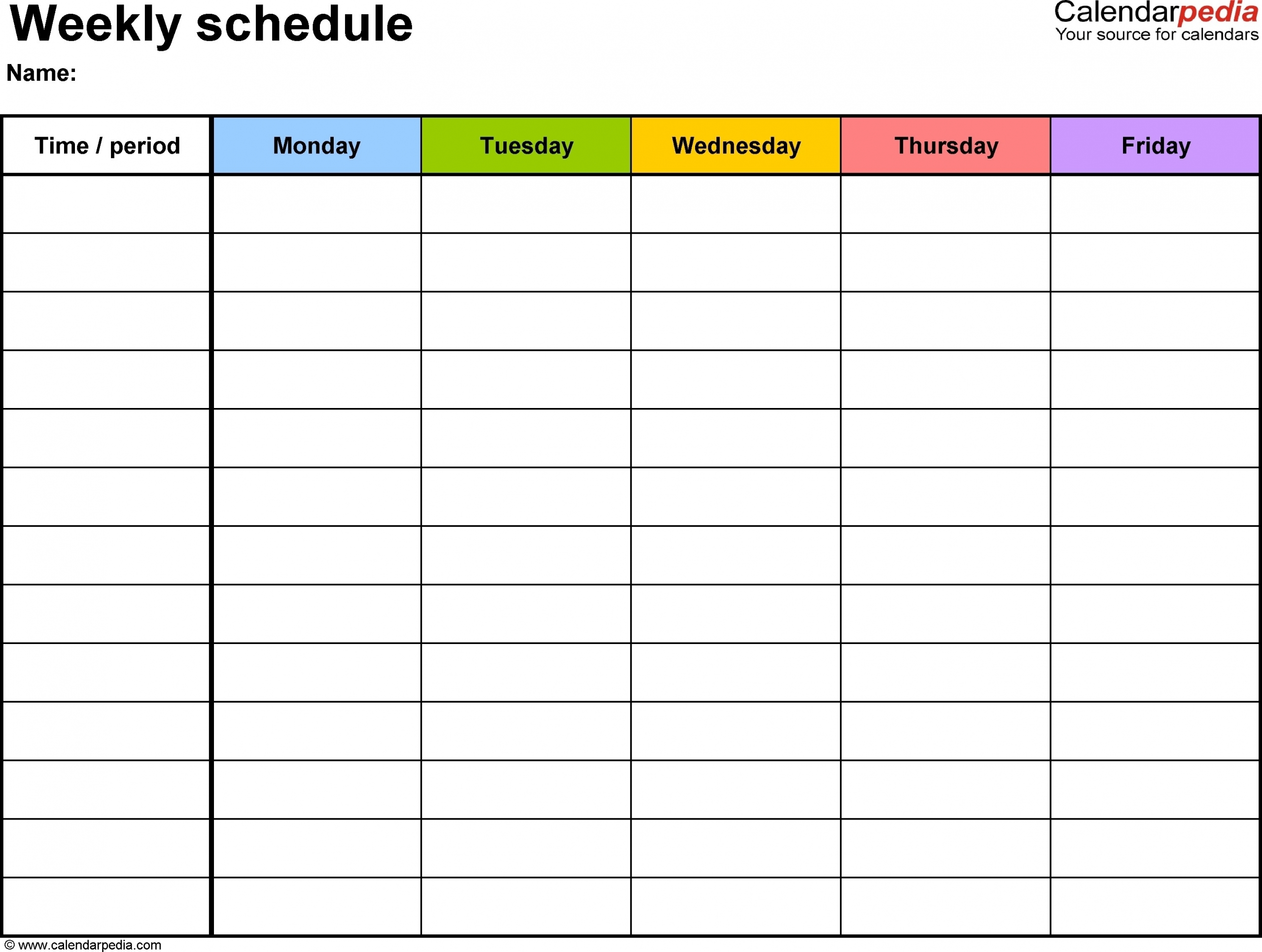 Weekly Calendar With Time Slots | Ten Free Printable