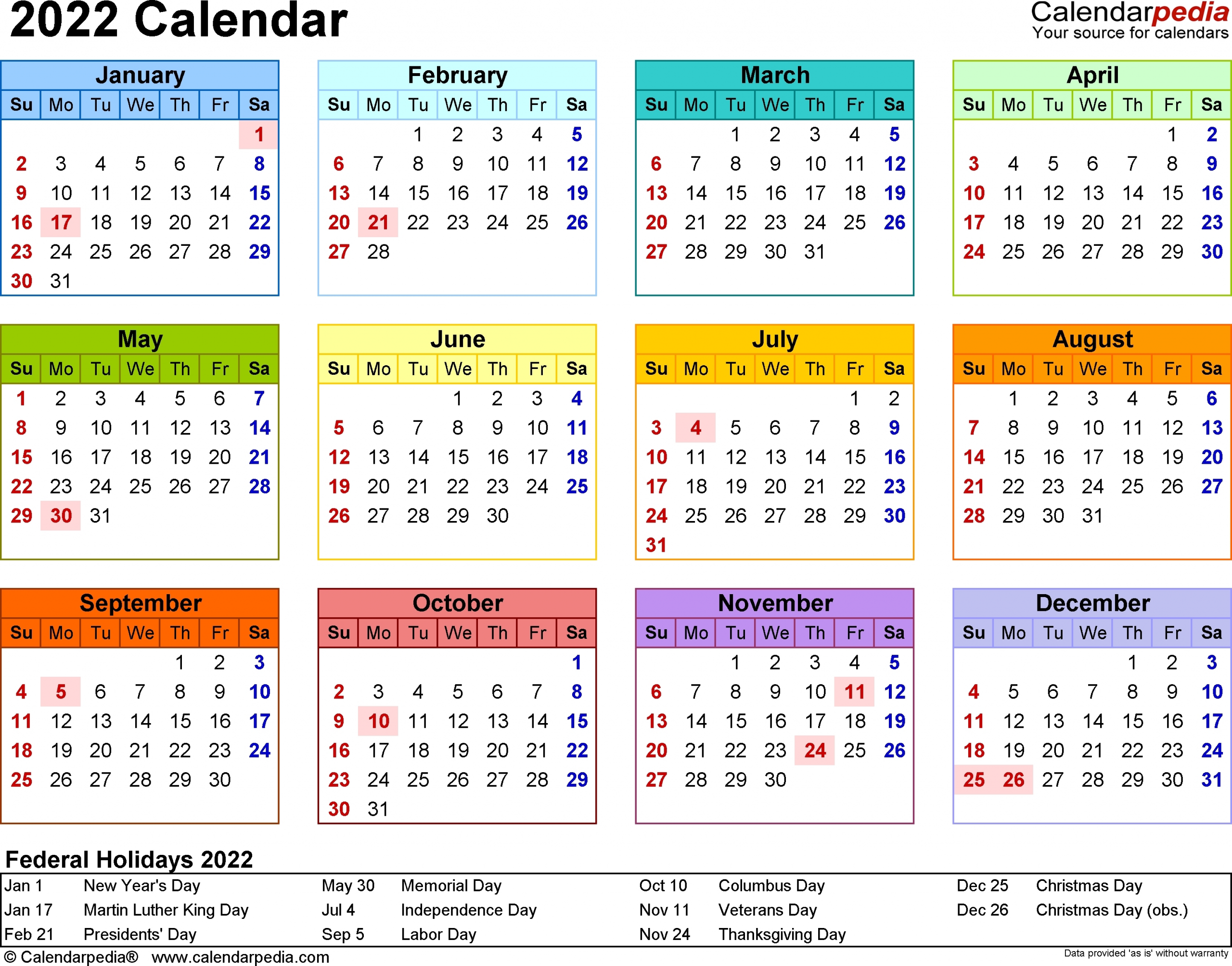 1 Year Calendar At A Glance | Ten Free Printable Calendar