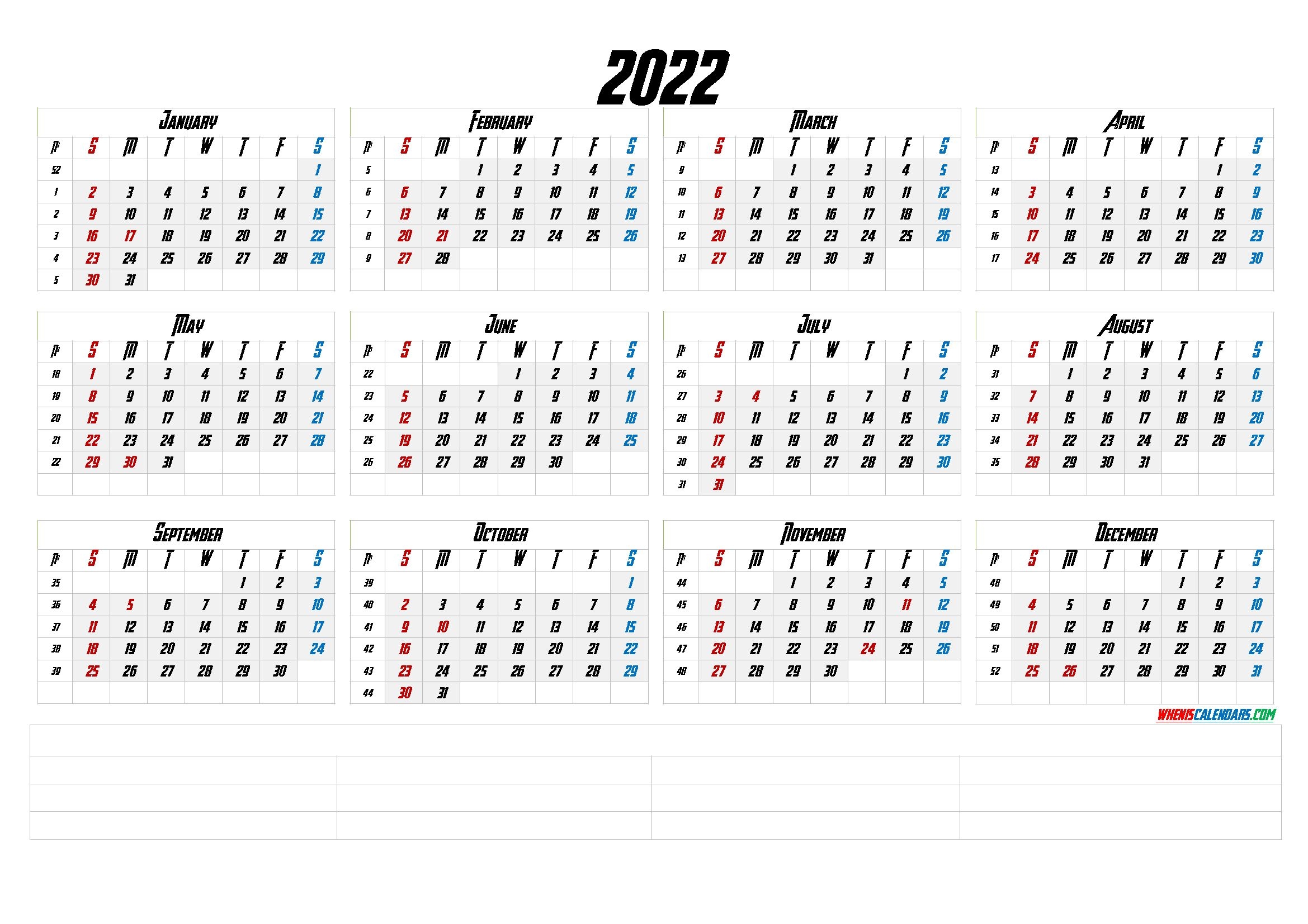 Universal 2022 Calendar Template Download Get Your Calendar Printable