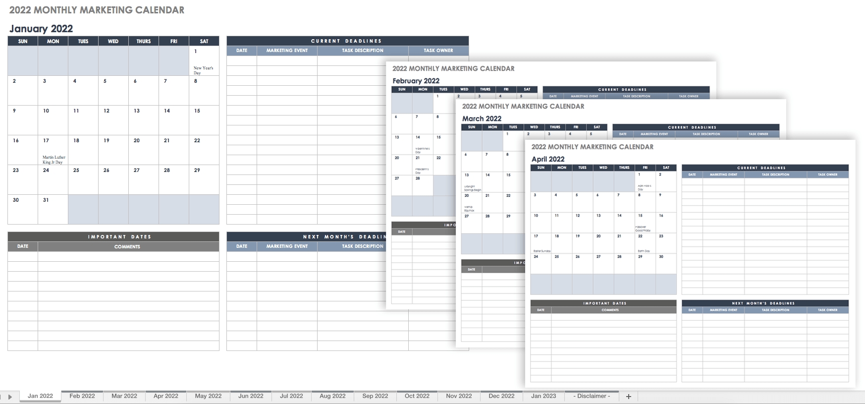 15 Free Monthly Calendar Templates | Smartsheet