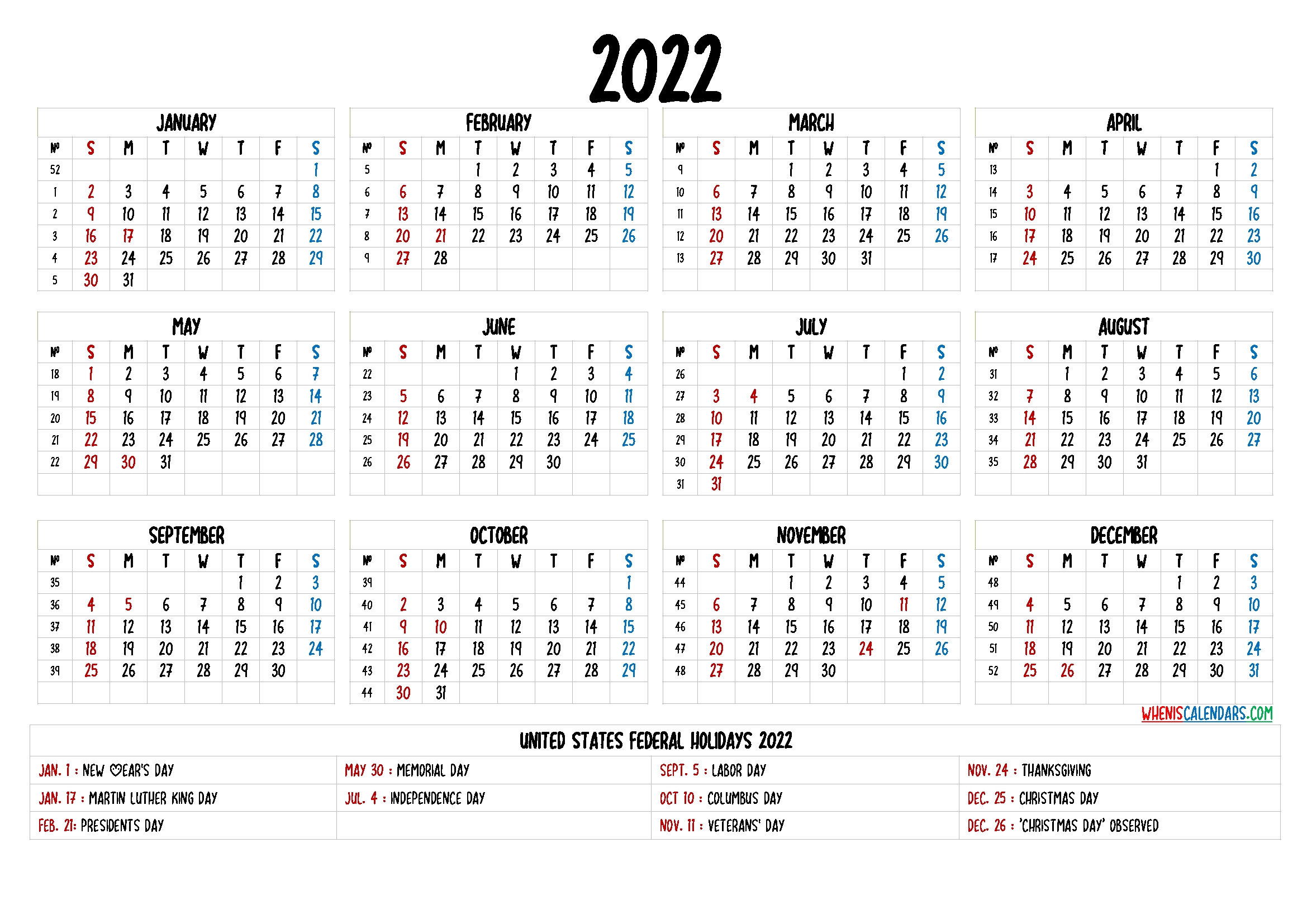 20+ 2022 Calendar - Free Download Printable Calendar