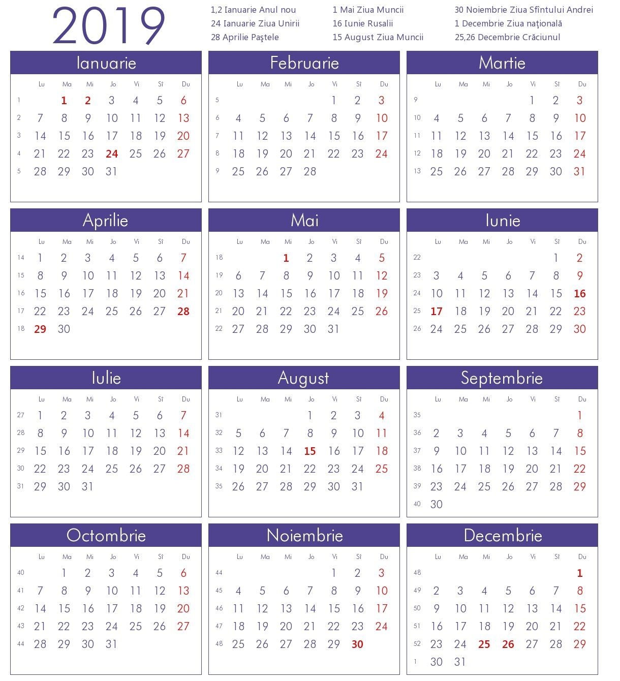 20+ Calendar 2021 Romania - Free Download Printable