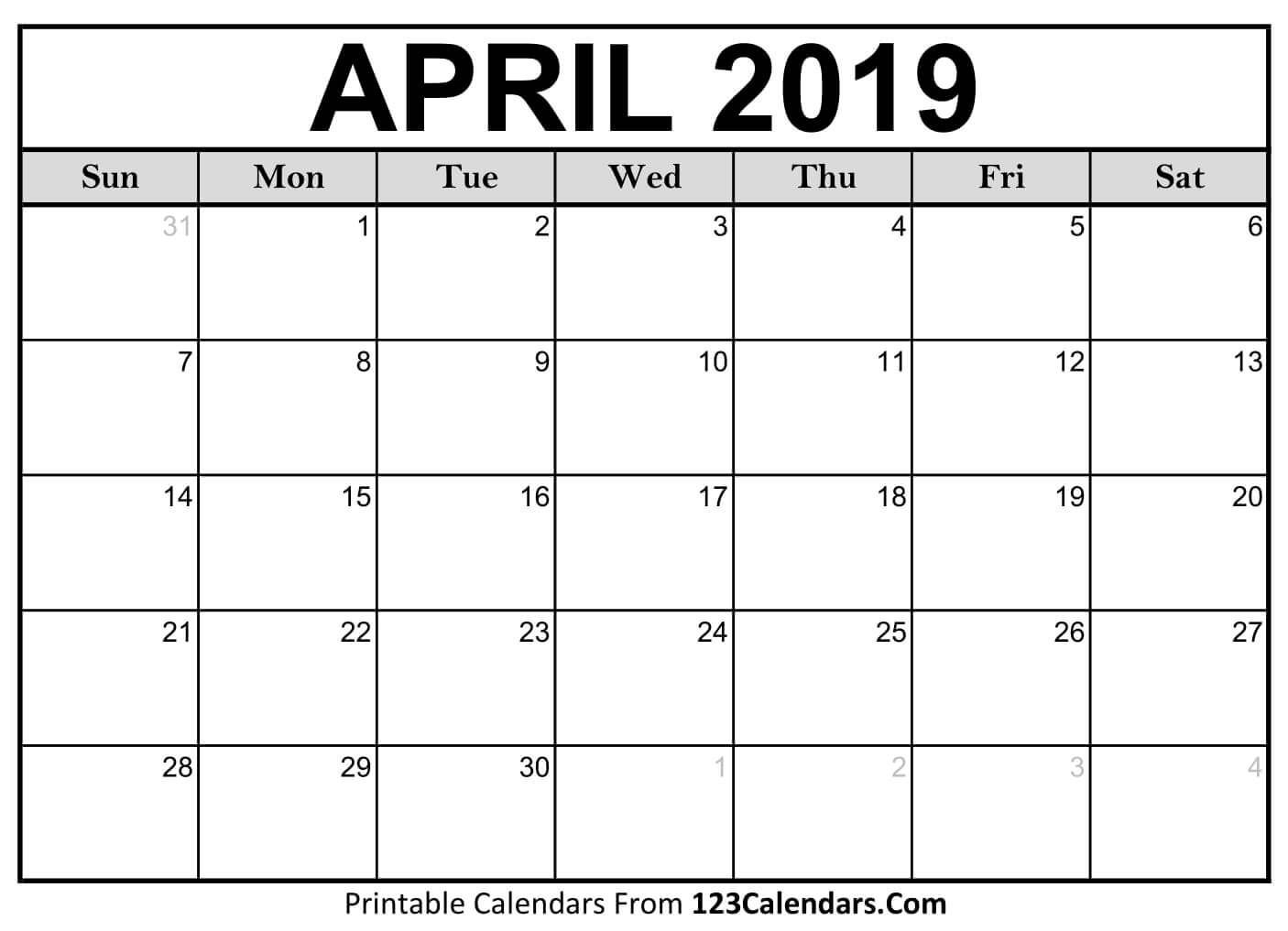 2020 April Calendar - Free Printable Template Download