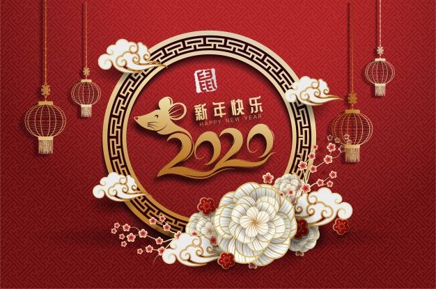 2020 Chinese New Year Greeting Card Zodiac Sign With Paper