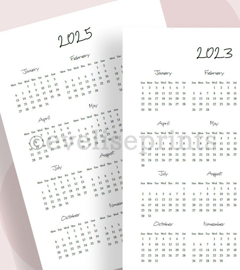 2021 2022 2023 2024 2025 Calendar Undated Monthly | Etsy