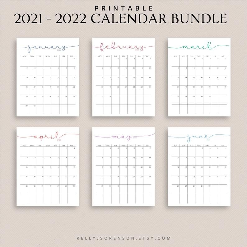 2021 2022 Calendar Bundle Printable Editable Portrait | Etsy