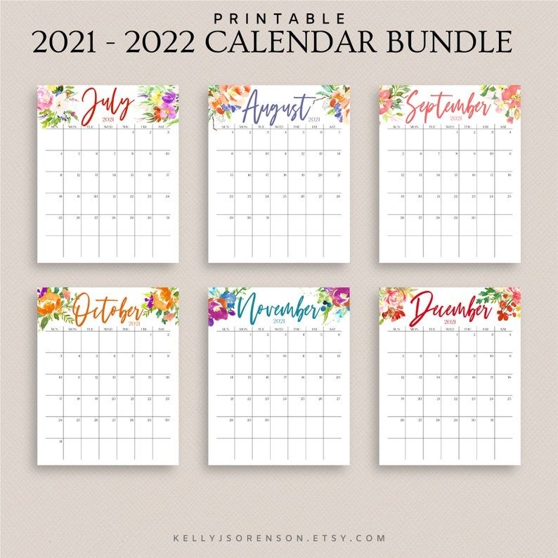 2021 2022 Printable Editable Calendar Bundle Includes