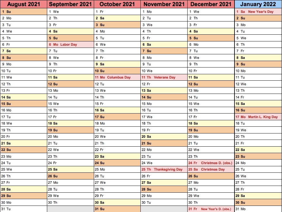 2021/2022 School Calendar In Pdf Format - Academic Calendar