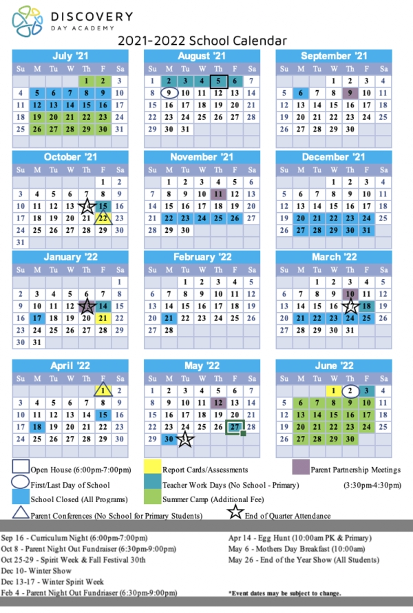 2021-2022 School Calendar