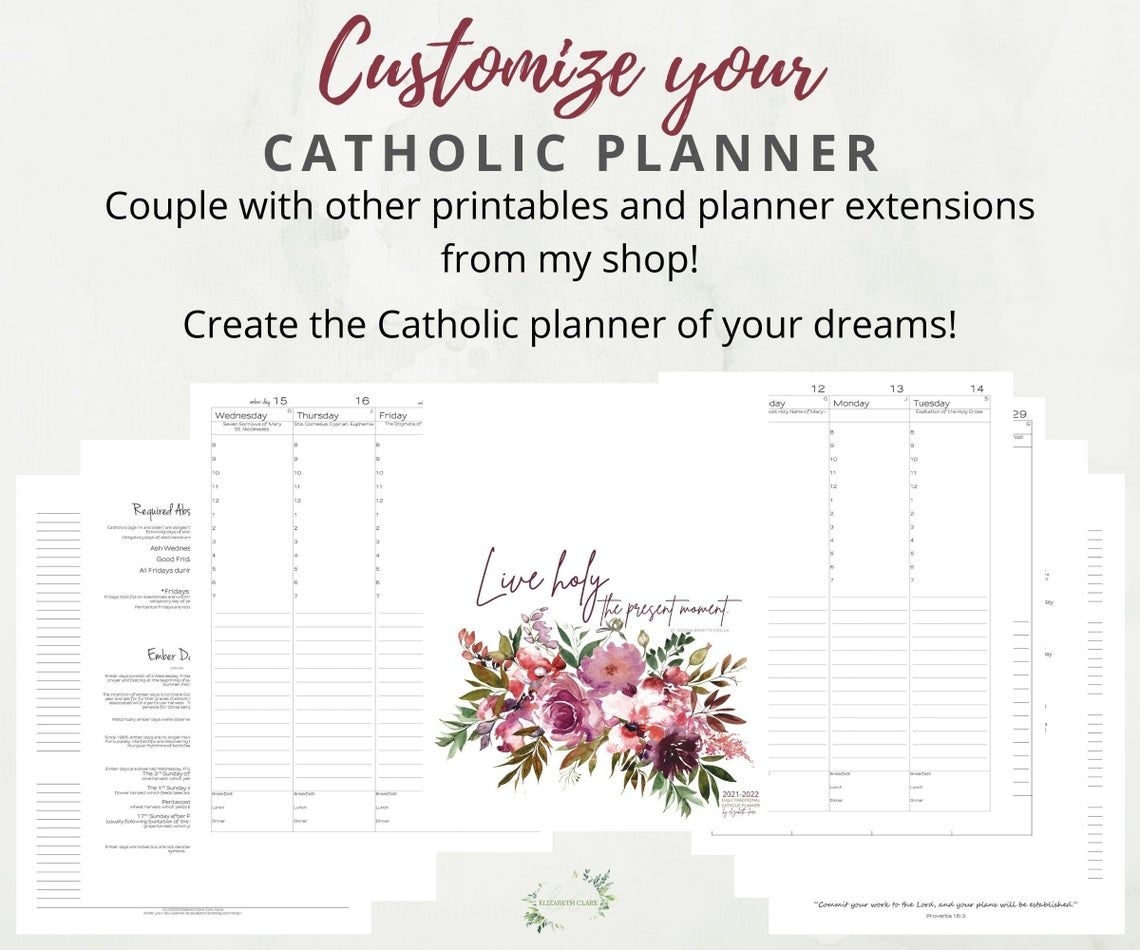 2021-2022 Traditional Catholic Monthly Planner Printable