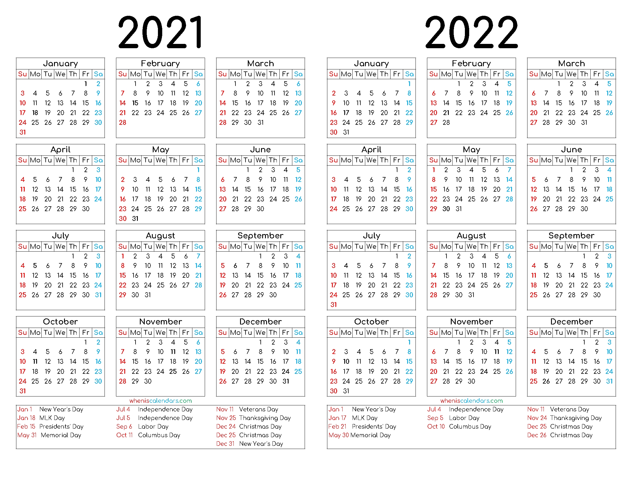 2021 And 2022 Calendar Printable (12 Templates) | Calendar